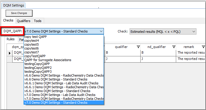 DQM_QAPP_drop-down_on_Settings