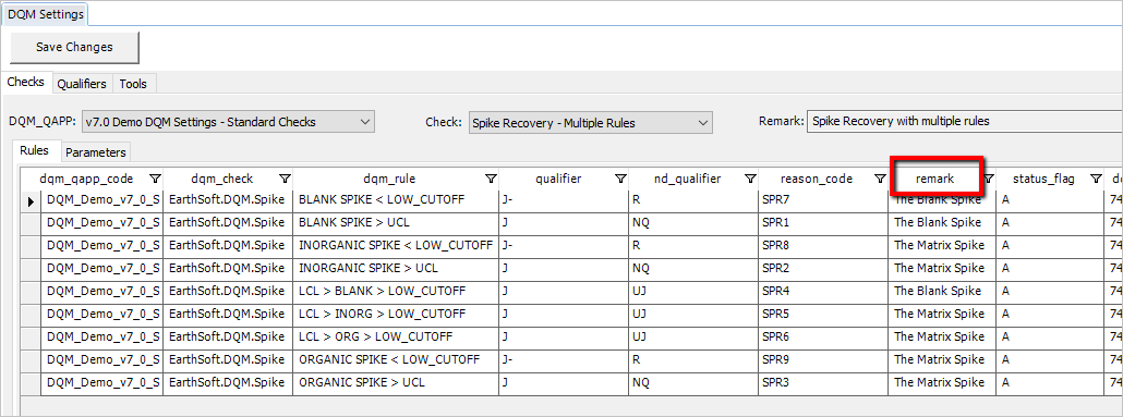 DQM_Remark_Column_dt_result_table